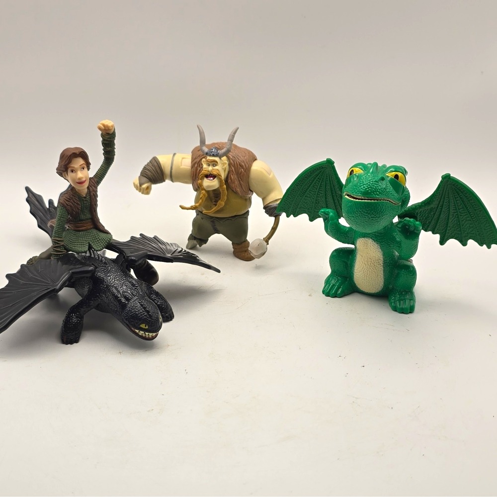 How to Train Your Dragon Hiccup & Toothless Plastic Figures Lot No Packaging